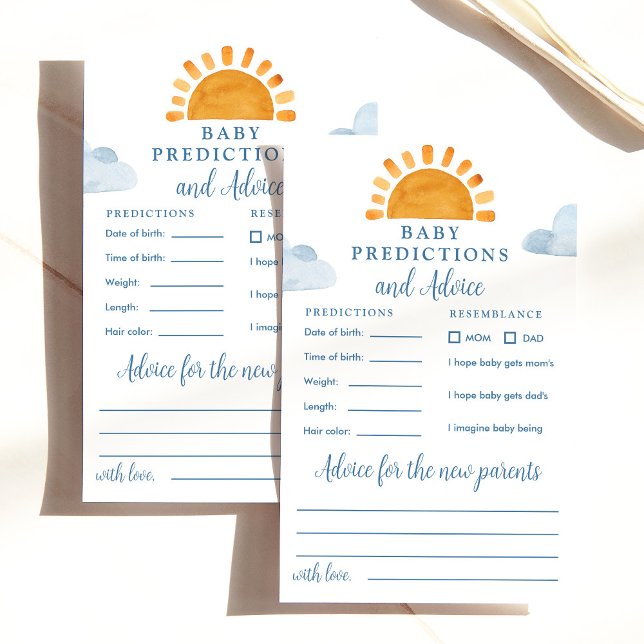 Papier Baby shower Sunshine Prédictions et conseils (Créateur téléchargé)