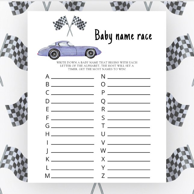 Papier Baby shower sur le thème des voitures de course -  (Créateur téléchargé)