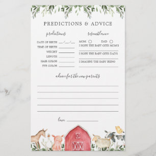 Papier Baby shower sur les animaux de ferme Prédictions e
