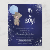 Papier Baby shower teddy bear boy bleu budget invitation (Devant)