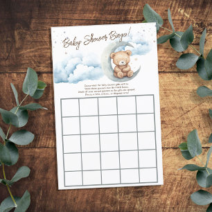 Papier Baby shower Teddy Bear Boy Blue Moon
