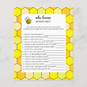 Papier Baby shower thème abeille florale, Qui connaît le