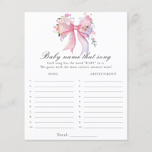 Papier Baby shower thème arc - Jeu de devinette de chanso (Devant)