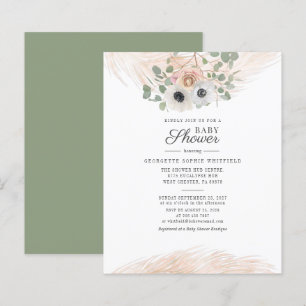 Papier Baby Shower Thème Floral Eucalyptus et Herbe de Pa