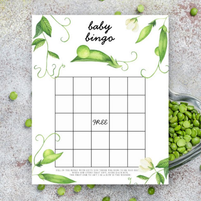 Papier Baby shower thème petit pois - Jeu de bingo pour b (Créateur téléchargé)