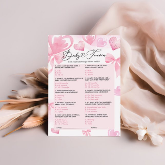 Papier Baby shower Trivia Jeu Valentines Jeu (Créateur téléchargé)