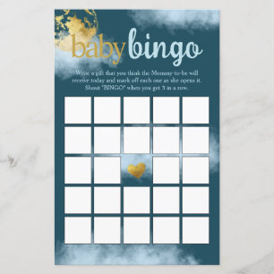 Papier Baby shower turquoise Aqua et Gold Baby Bingo