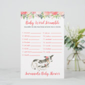 Papier Baby shower Vache Bébé Mot Scramble Jeu (Debout devant)