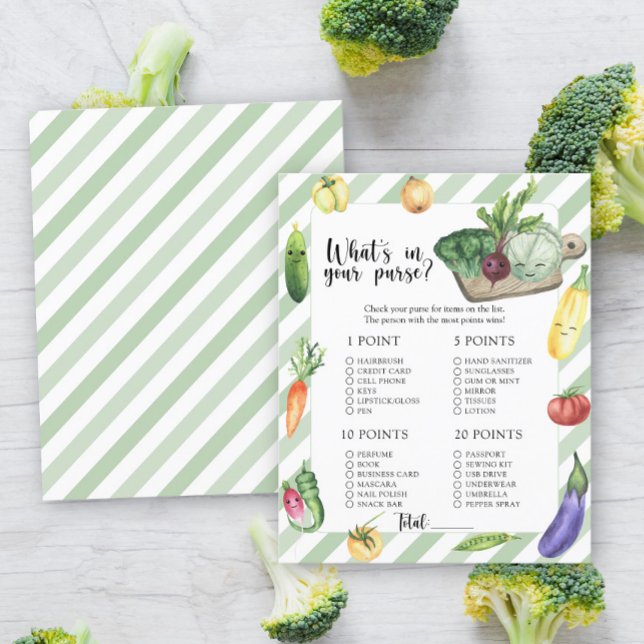 Papier Baby shower Veggie - Qu'y a-t-il dans votre sac à  (Créateur téléchargé)