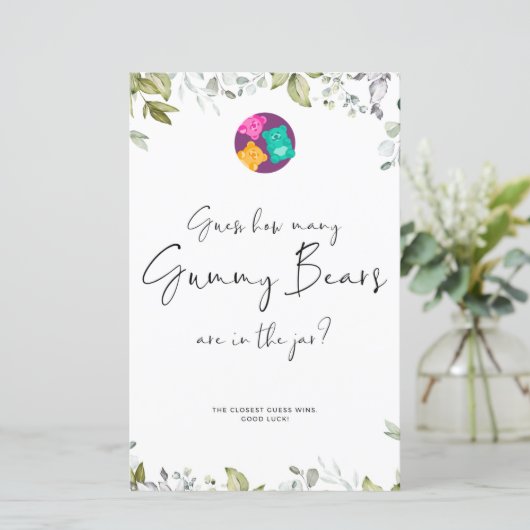 Papier Baby shower verdoyant Mini-panneau Ours gommeux (Debout devant)