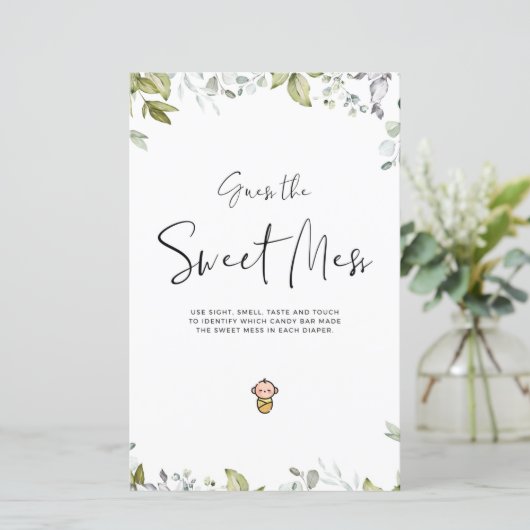 Papier Baby shower vert Mini panneau Guess Sweet Mess (Debout devant)