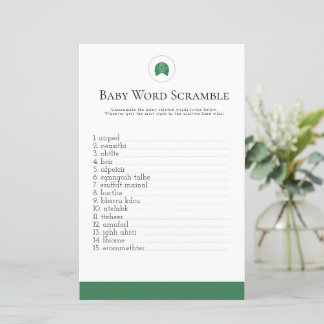 Papier Baby shower vert pour bébé mot de golf scrabble