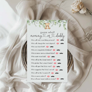 Papier Baby shower vert Teddy Bear "Guess Who" Jeu