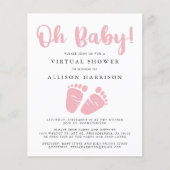 Papier Baby shower virtuel Budget Invitation pieds roses (Devant)