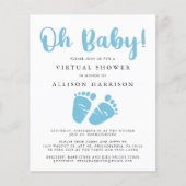 Papier Baby shower virtuel Budget Pieds bleus Invitation (Devant)