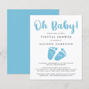 Papier Baby shower virtuel Budget Pieds bleus Invitation