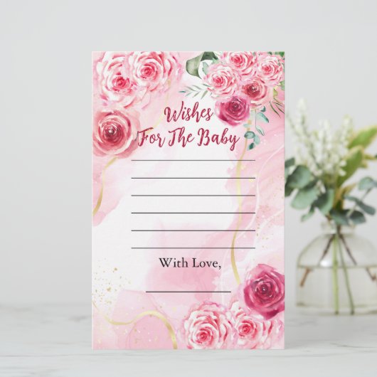 Papier Baby shower Voeux Pour Bébé Magenta Rose rose (Debout devant)