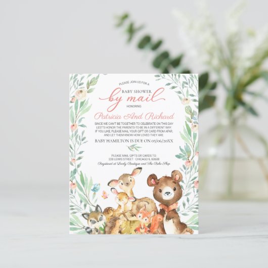 Papier Baby shower Woodland Par Courrier Budget Invitatio (Debout devant)