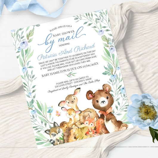 Papier Baby shower Woodland Par Courrier Budget Invitatio