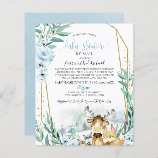 Papier Baby shower Woodland Par Courrier Budget Invitatio (Devant / Derrière)