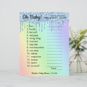 Papier Baby shower Word Scramble Parties scintillant Ombr