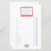 Papier Baby Traits Baby shower d'aventure Jeu (Devant / Derrière)