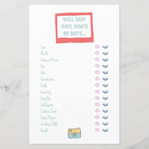 Papier Baby Traits Baby shower d'aventure Jeu