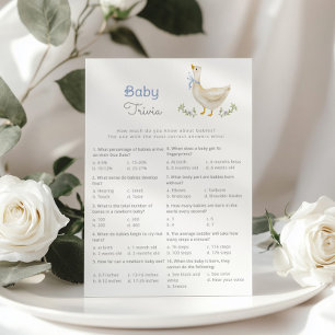 Papier Baby Trivia Blue Goose baby shower jeu