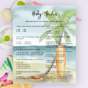Papier Baby Trivia - Surf plage Baby shower Jeu