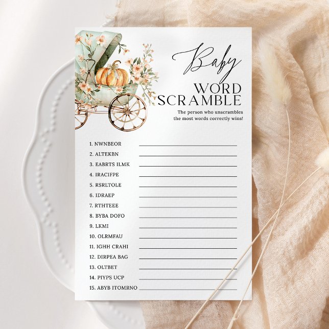 Papier Baby Word Scramble Citrouille Baby shower Jeu (Créateur téléchargé)