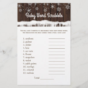 Papier Baby Word Scramble Nursery Rhyme Baby shower Jeux