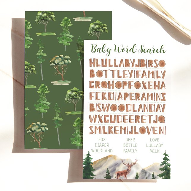 Papier Baby Word Search Mountains Deer Baby shower Games (Créateur téléchargé)