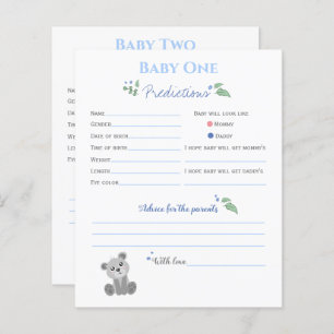 Papier Babyshower bébé prédictions rustique twin thème ga