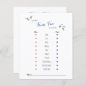 Papier Babyshower bébé pronostics twin ours thème (Devant / Derrière)