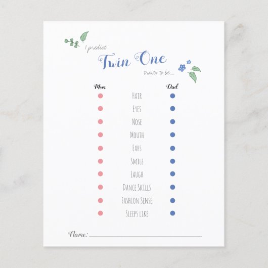 Papier Babyshower bébé pronostics twin ours thème (Devant)