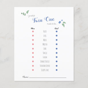 Papier Babyshower bébé pronostics twin ours thème