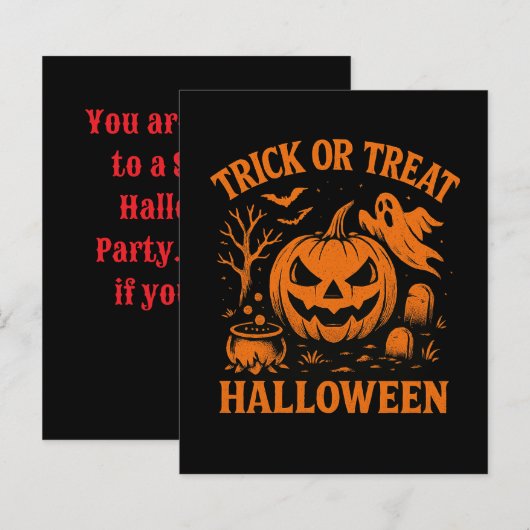 Papier Bac ou traitement Invitation Halloween (Devant / Derrière)