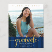 Papier Baccalauréat budget photo marine bleu or invitatio (Devant)