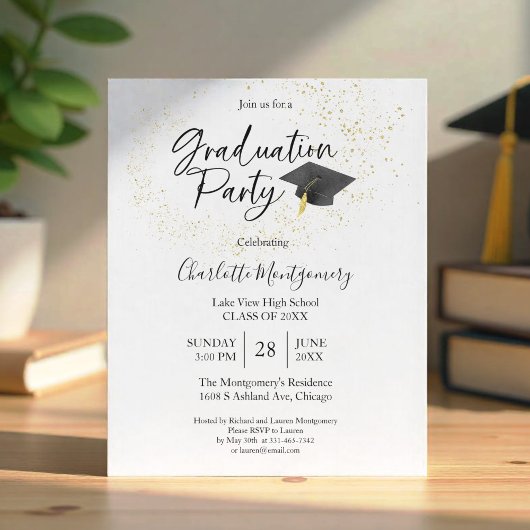 Papier Baccalauréat Grad Party Moderne Budget Invitation