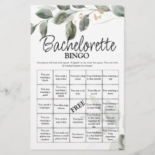 Papier Bachelorette Bingo vert jeu nuptiale
