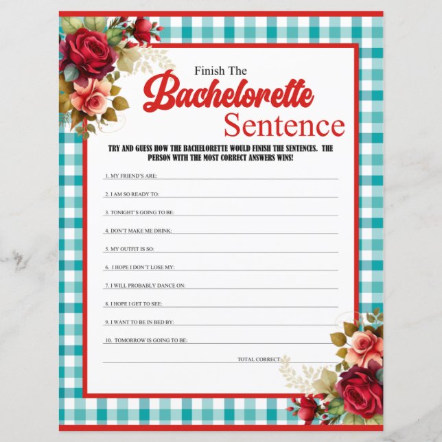 Papier Bachelorette Bleue Classique Terminer le jeu de la (Devant)