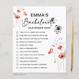 Papier Bachelorette Chasse au trésor Fleurs rouges