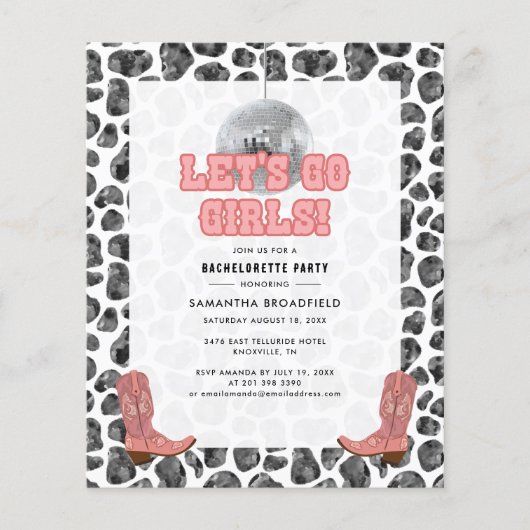 Papier Bachelorette Disco Cowgirl Party Invitation (Devant)