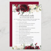 Papier Bachelorette Florale Bourgogne Jeu de chasse au tr (Devant / Derrière)