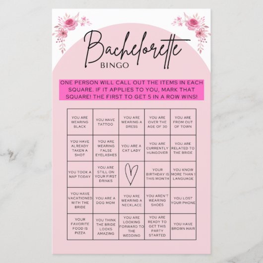 Papier Bachelorette Jeu de Bingo (Devant)