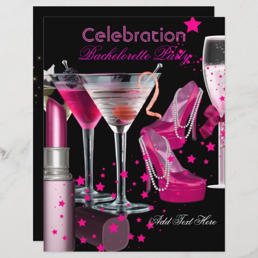 Papier Bachelorette Party Lipstick Chaussures roses Champ (Devant / Derrière)