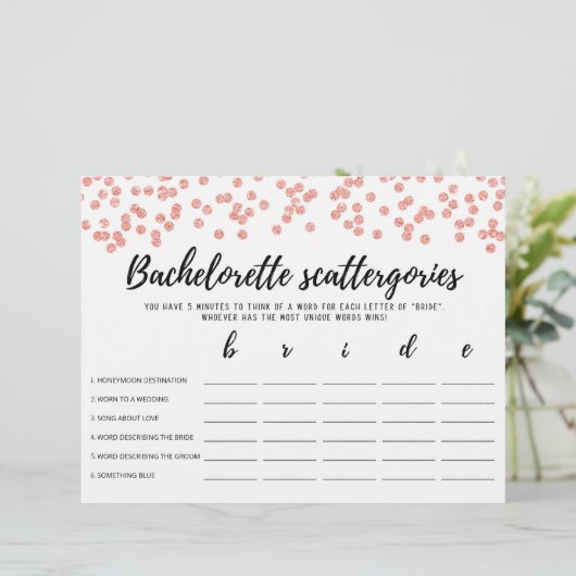 Papier Bachelorette Scattergories éditable Jeu nuptial (Debout devant)