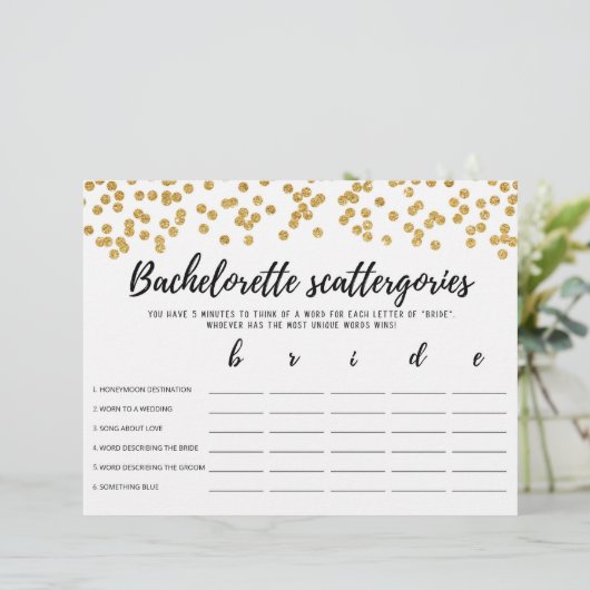 Papier Bachelorette Scattergories éditable Jeu nuptial (Debout devant)