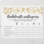 Papier Bachelorette Scattergories éditable Jeu nuptial (Devant / Derrière)