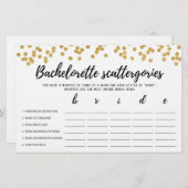 Papier Bachelorette Scattergories éditable Jeu nuptial (Devant / Derrière)